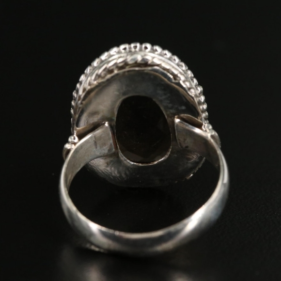 Sterling Silver Smoky Quartz Oval Cocktail Ring, Size 7 - Picture 5 of 6